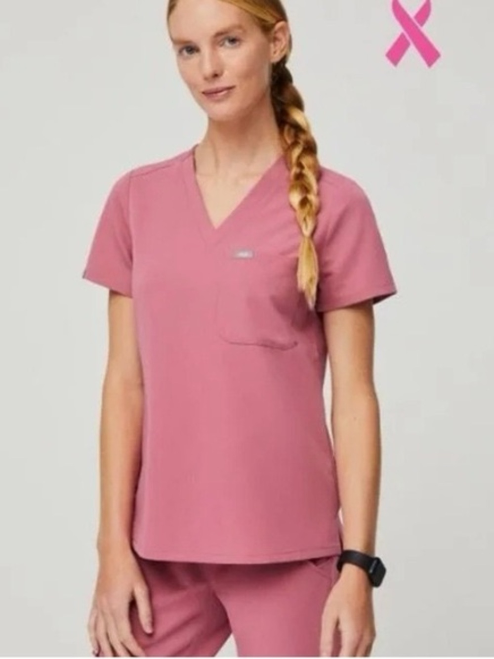 FIGS Rose Quartz Catarina Scrub Top Size XS
